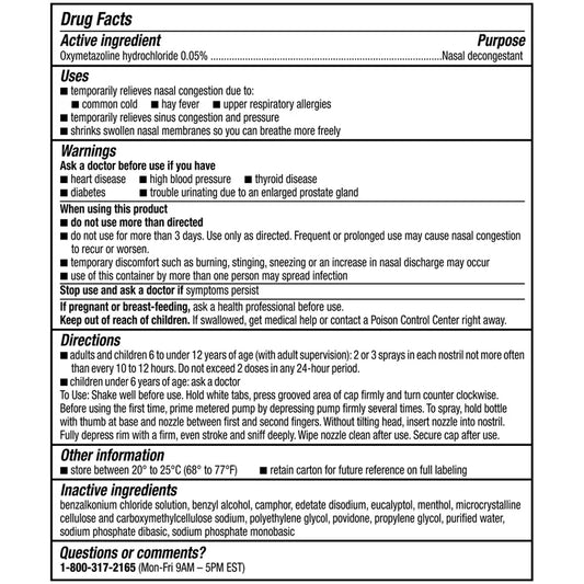 Afrin 严重鼻塞缓解喷雾(无滴漏型)12小时持效 60毫升