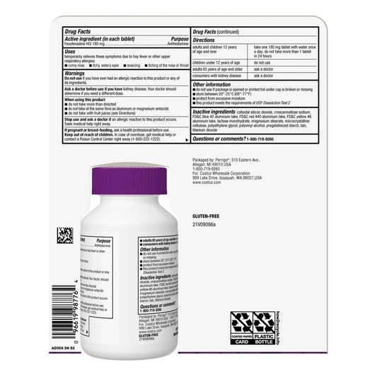 Kirkland Signature 科克兰 Aller-Fex 抗组胺片 180毫克(180片)