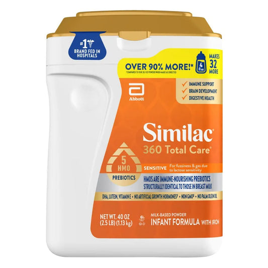 Similac 360 Total Care Sensitive 含5种HMO 低敏婴儿配方奶粉（非转基因，40盎司）