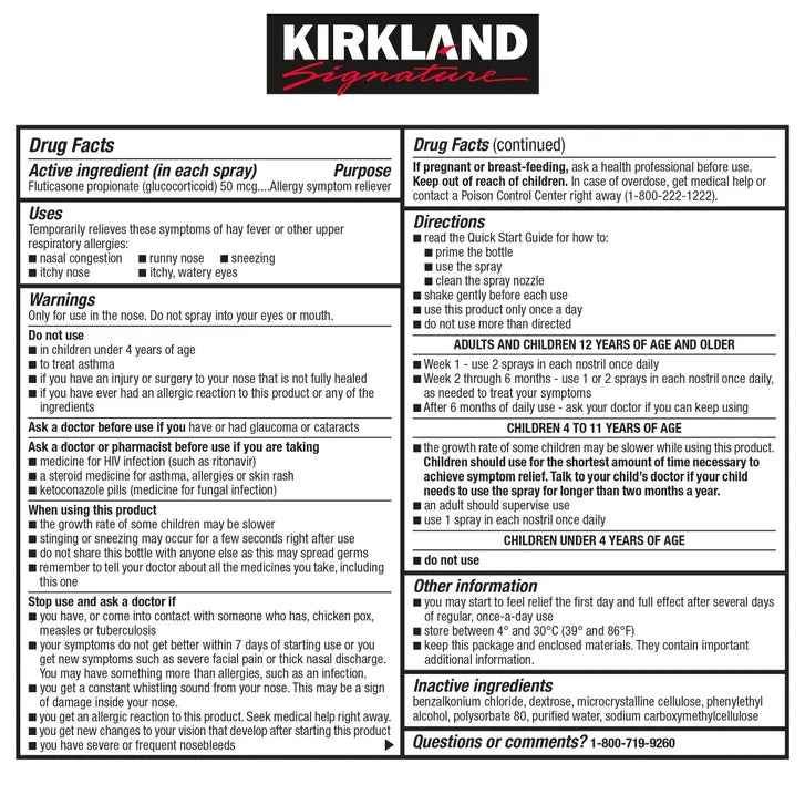 Kirkland Signature 科克兰 Aller-Flo 过敏鼻喷剂 50微克（720次定量喷雾）