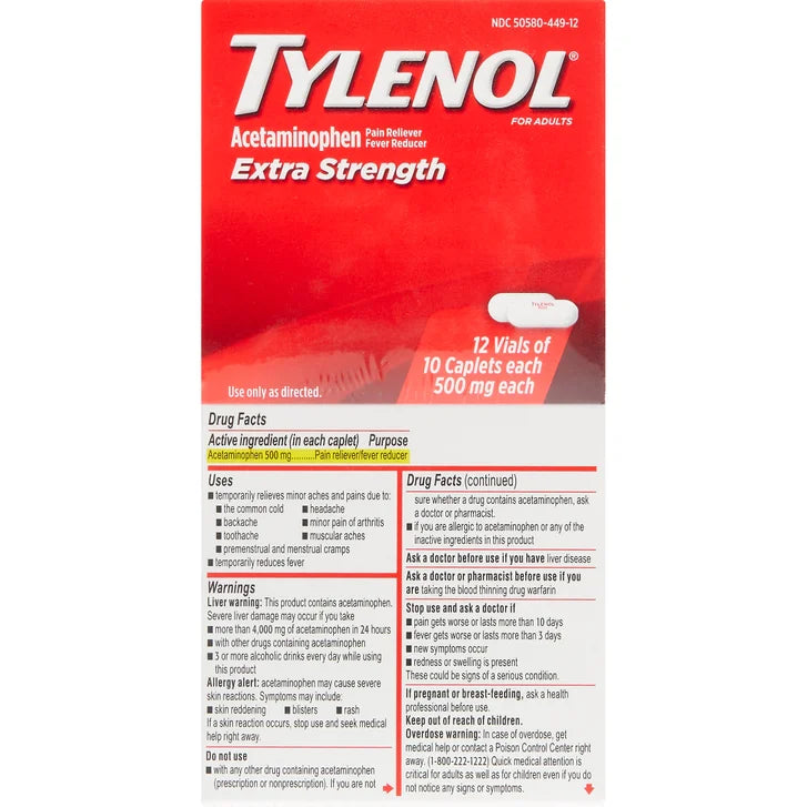 Tylenol 泰诺 特强止痛片 对乙酰氨基酚 500毫克 小瓶装（120片）